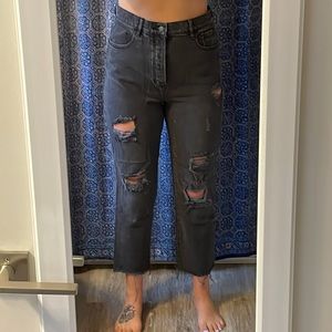 Pacsun Hi rise straight leg distressed black jeans